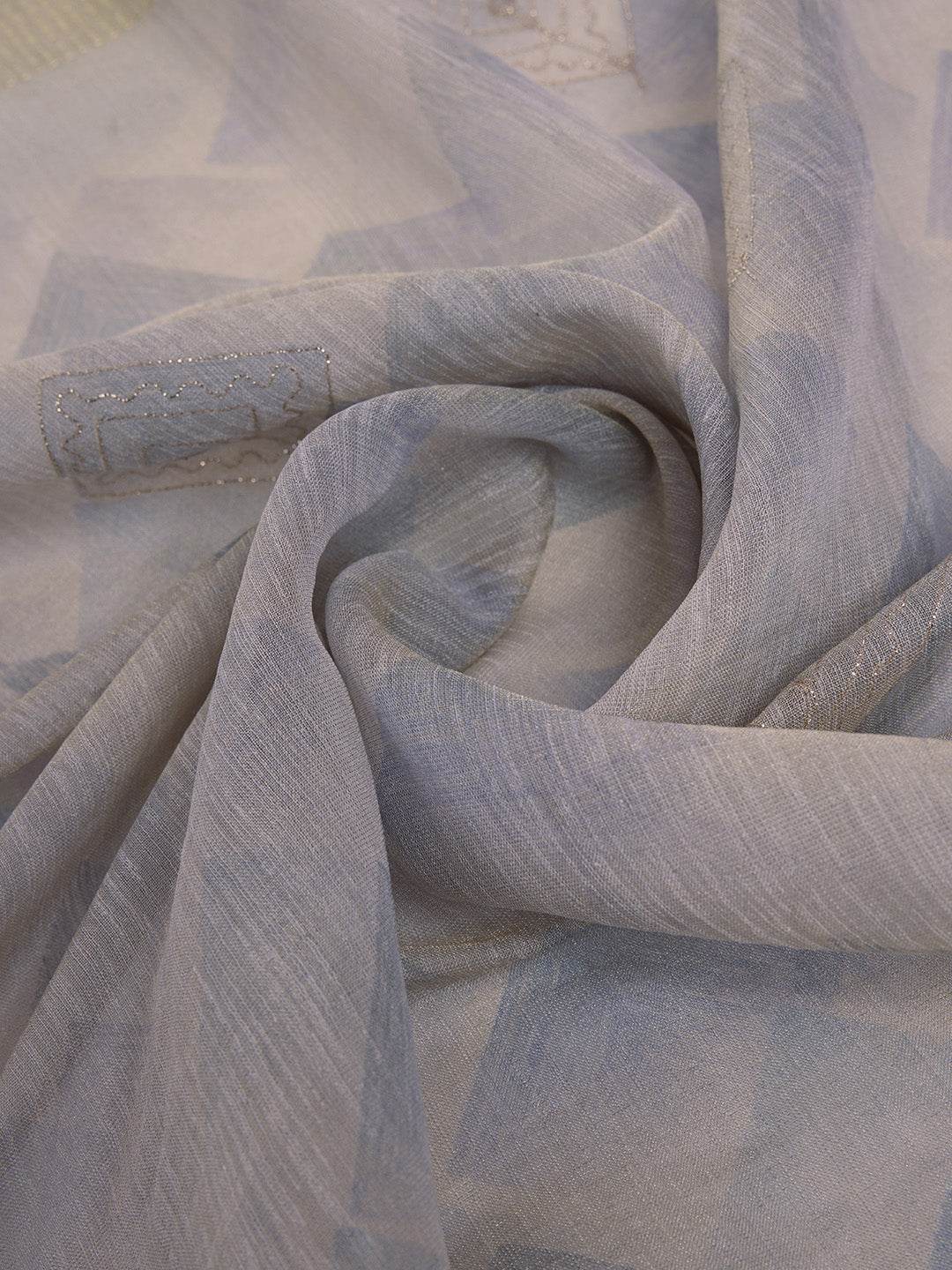 Grey Tissue Linen Saree With Blouse Piece