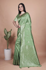 image, Beautiful Green Silk Saree with Rich Zari Work – Traditional Indian Wear for Women