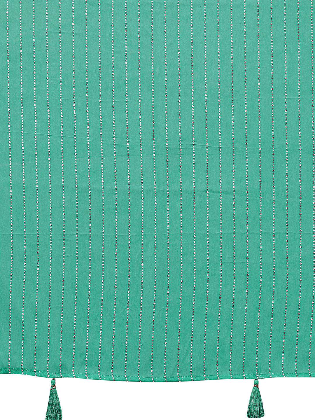 Teal Satin Silk Saree With Blouse Piece