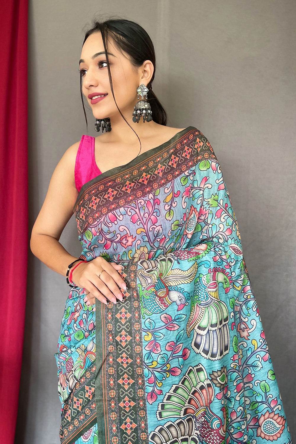 Multicolor Kalamkari Saree