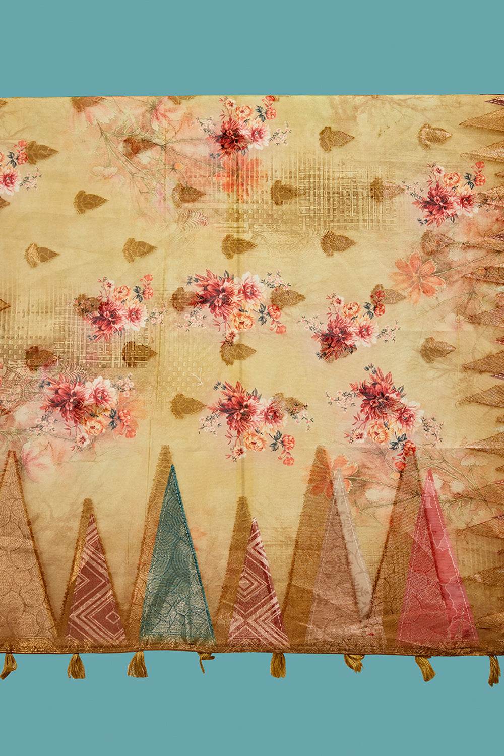 Gold Metallic Cotton Linen NeoJacquard Digital Elegance Saree