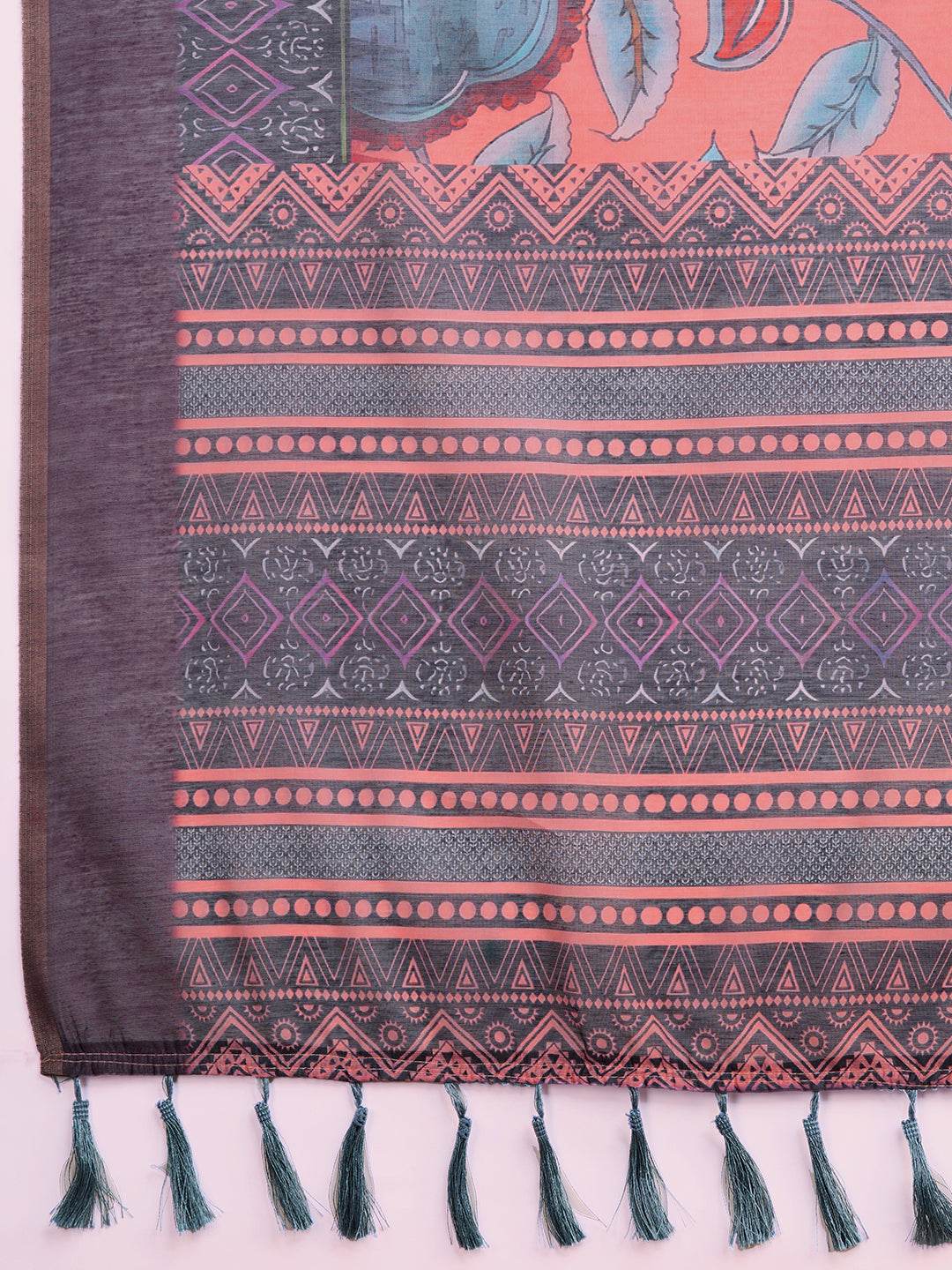 Light Pink Linen Blend Saree With Blouse Piece
