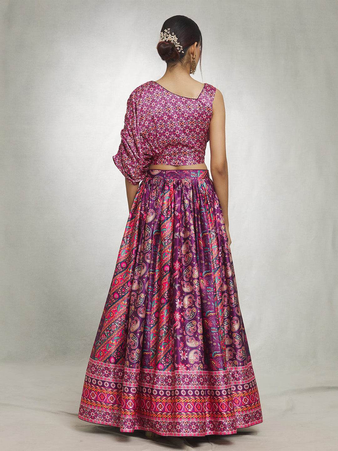 Purple Dull Satin Lehenga Choli