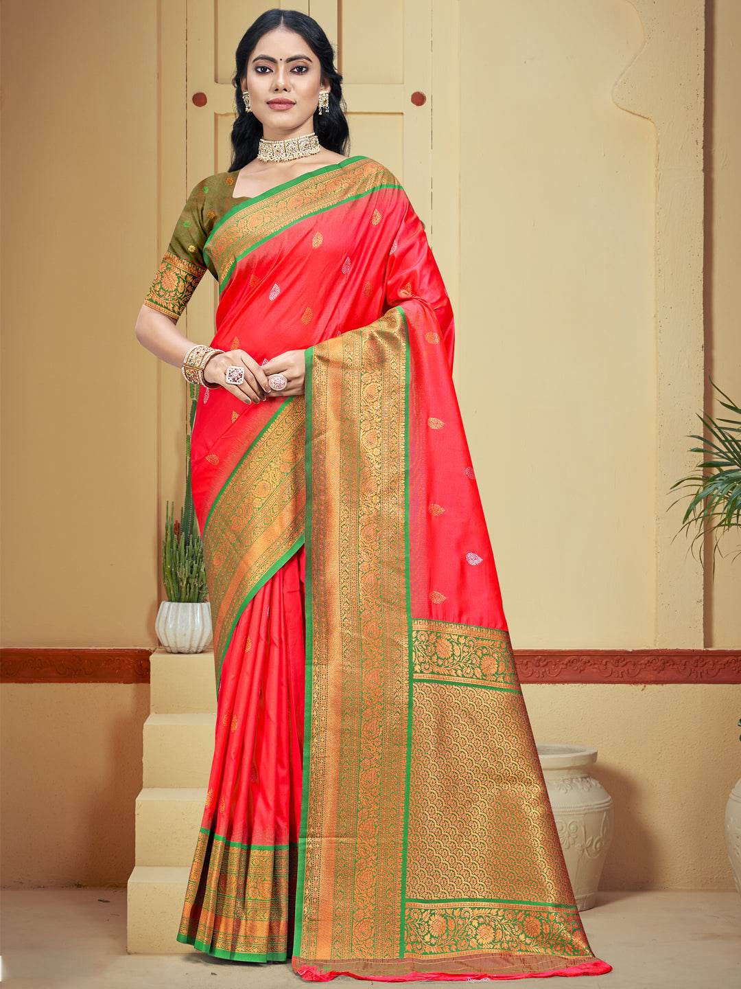 Pink Silk Saree With Blouse Piece