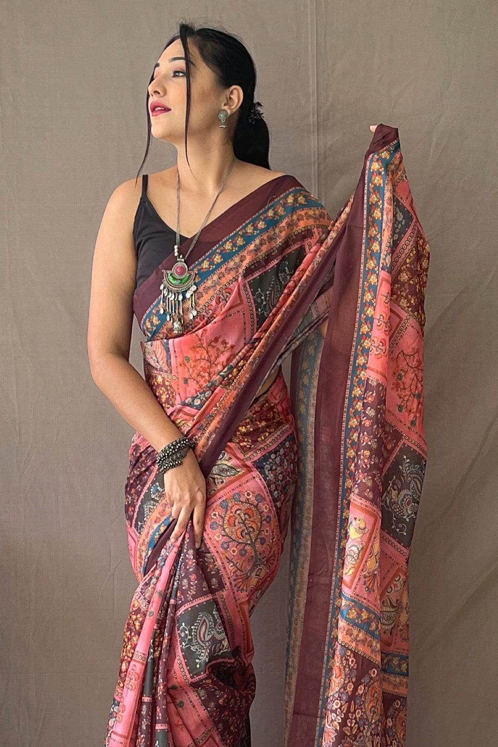 Thulian Pink Kalamkari Saree