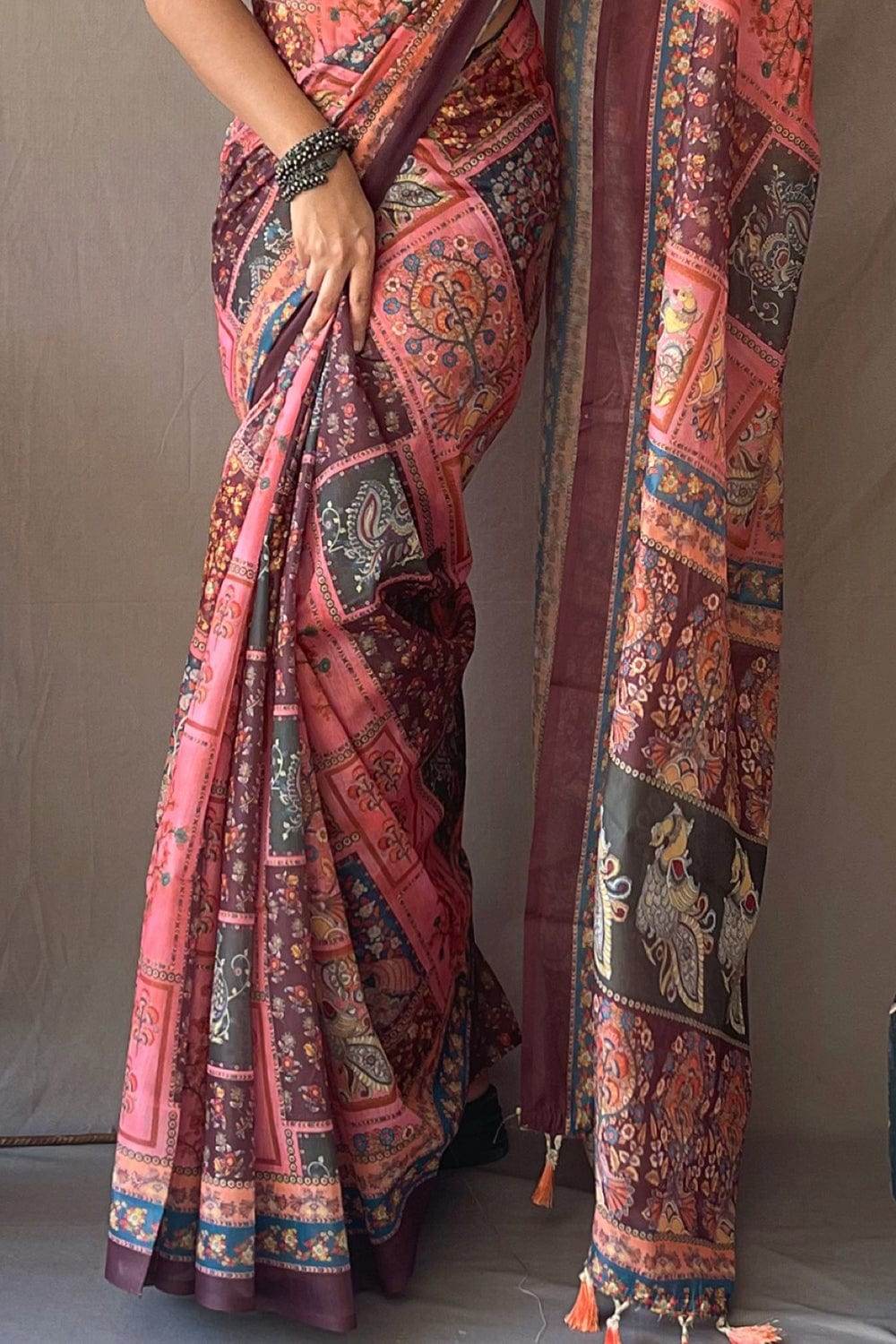 Thulian Pink Kalamkari Saree
