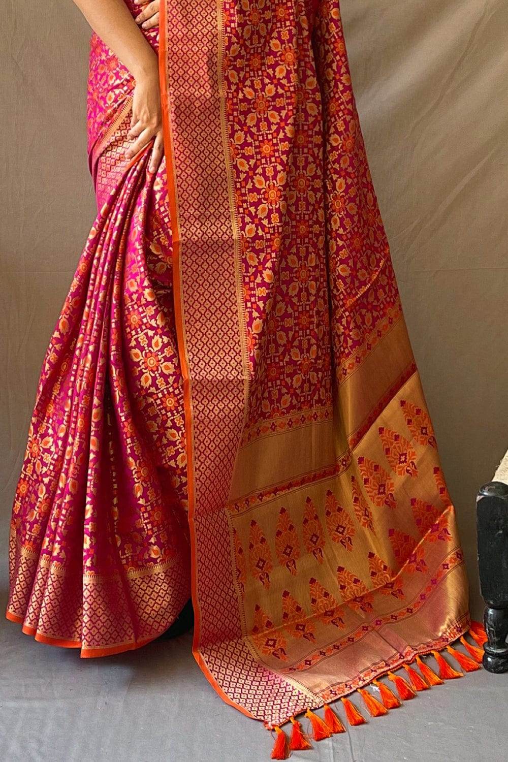 Magenta Pink Patola Saree