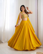 image, Mustard Yellow Flared Lehenga Choli with Embroidered Designer Blouse & Dupatta