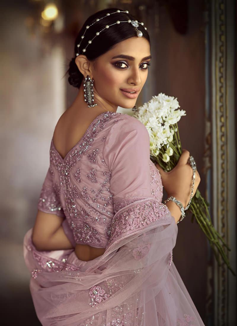 Splendid Pink Dori Zarkan Soft Net Base Lehenga Choli Set