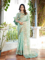 Sky Organza Zari Woven Patola Saree
