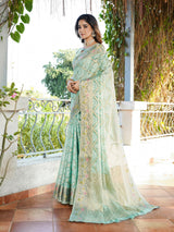 Sky Organza Zari Woven Patola Saree
