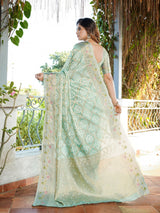 Sky Organza Zari Woven Patola Saree