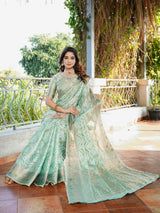 Sky Organza Zari Woven Patola Saree