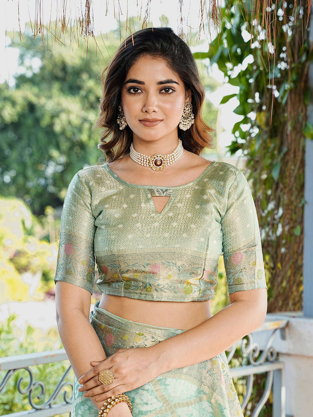 Sky Organza Zari Woven Patola Saree
