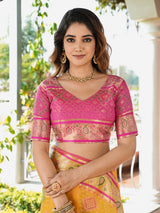Yellow Organza Zari Woven Patola Saree