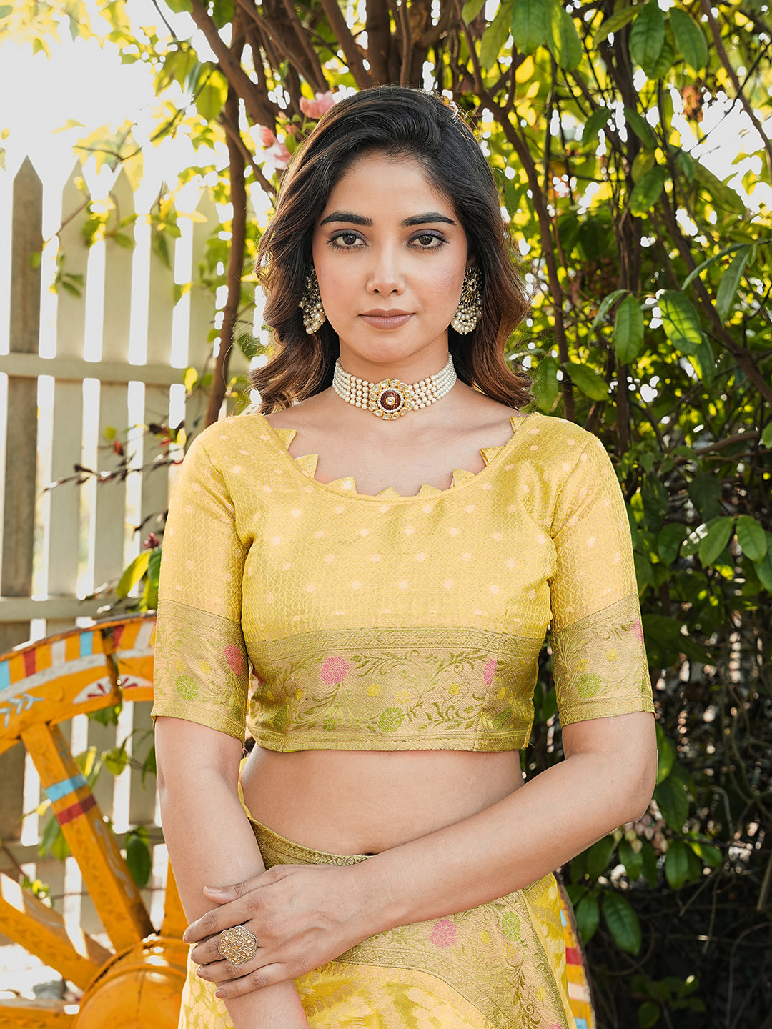 Yellow Organza Zari Woven Patola Saree