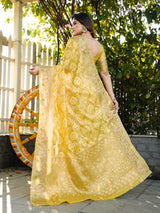 Yellow Organza Zari Woven Patola Saree