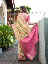 Cream Organza Zari Woven Patola Saree