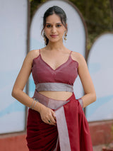 Elegant Wine Red Pure Handloom Mul Cotton Saree with Silver Border & Tassel Detailing