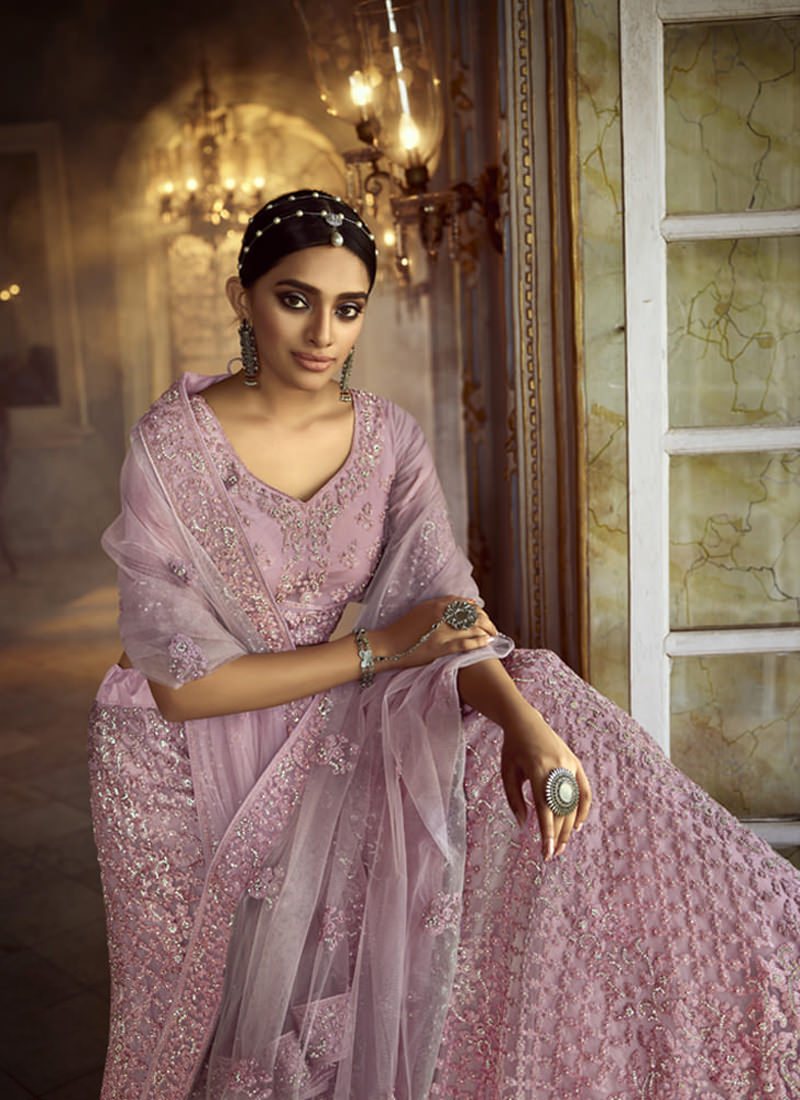 Splendid Pink Dori Zarkan Soft Net Base Lehenga Choli Set
