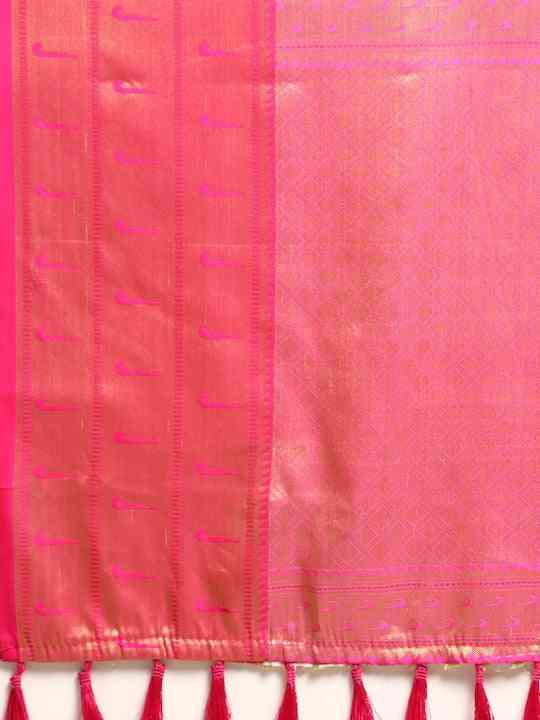 Pure Organza Pink Colour Floral Print Saree