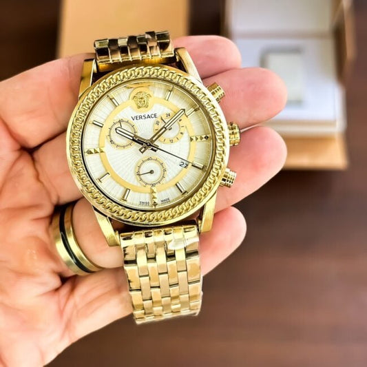 Versace Bi-Compax Chronograph Gold Watch