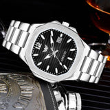 ABREXO Nautilus Series Date Working Square Black Dial Silver Quartz Watch For Boys Analog Watch  - For Men Abx4569-BK DT