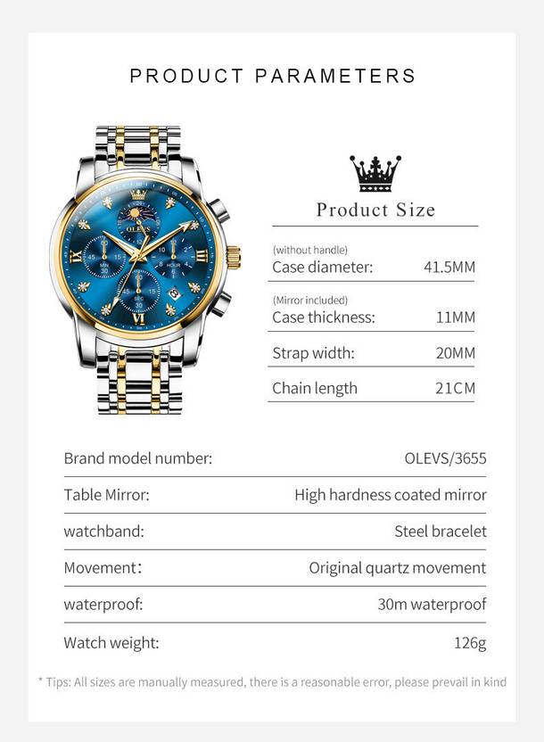 OLEVS Analog Watch  - For Men CIF-S-G3655GJ-JL