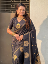 Black Soft Silk Traditional Zari Woven Saree