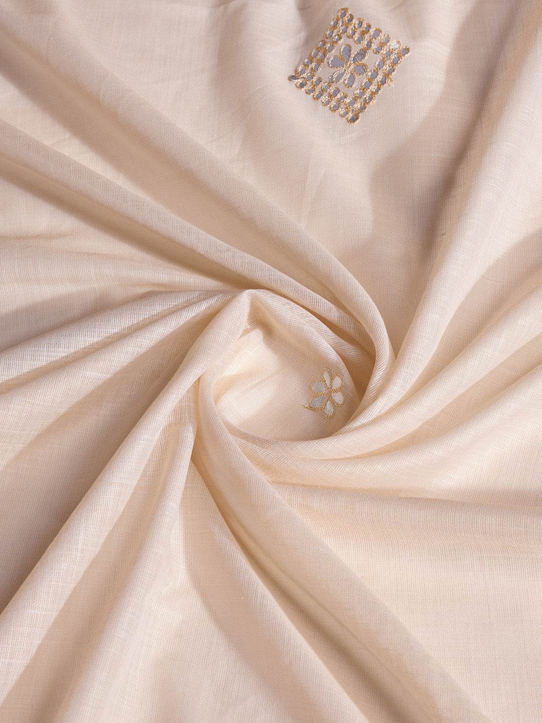 Beige Linen Saree With Blouse Piece