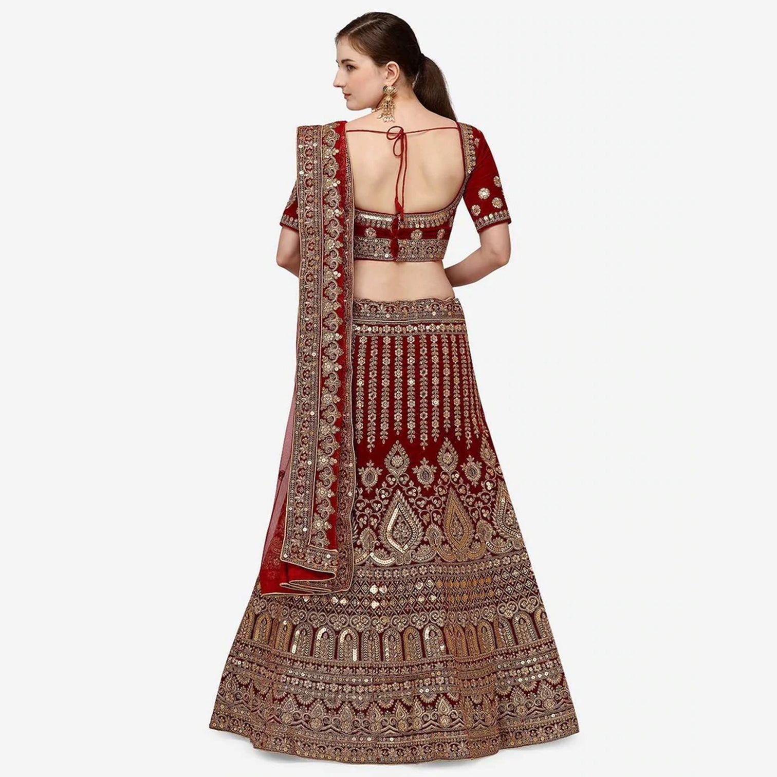 Maroon Color Heavy Bridal Lehenga with Dual Sandwich And Stone Work