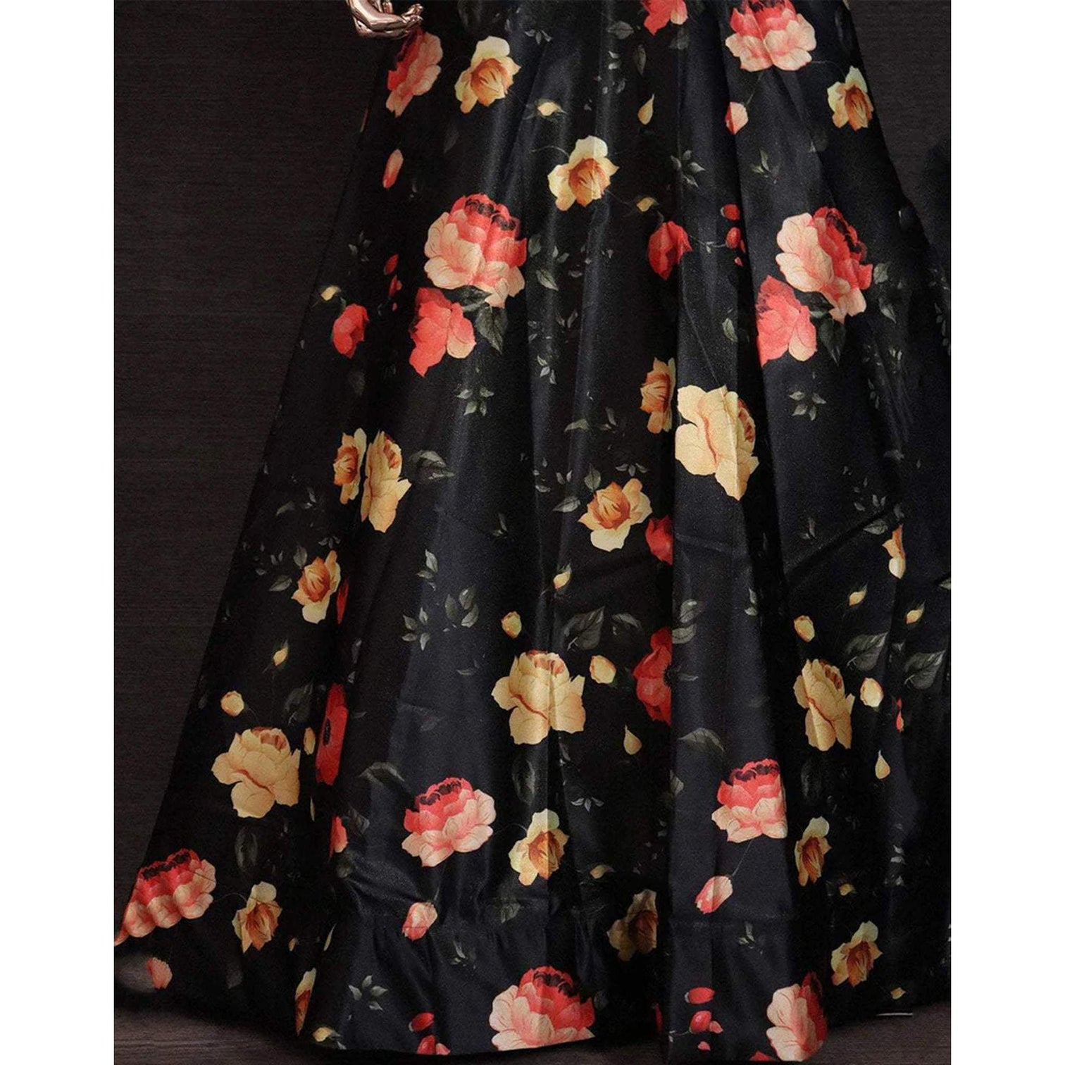New Crop Top Lehenga with Printed Flower Design