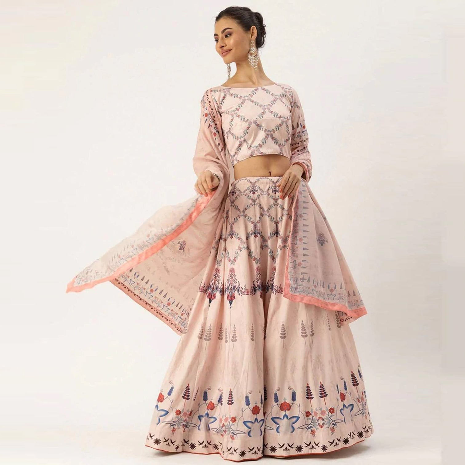 Off White Color Vaishali Silk Lehenga Choli with Maslin Dupatta