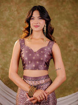 Dusty Mauve Pure Chinnon Ajrakh Printed Saree with Tassel Edges, Traditional Geometric Print & Matching Blouse Piece