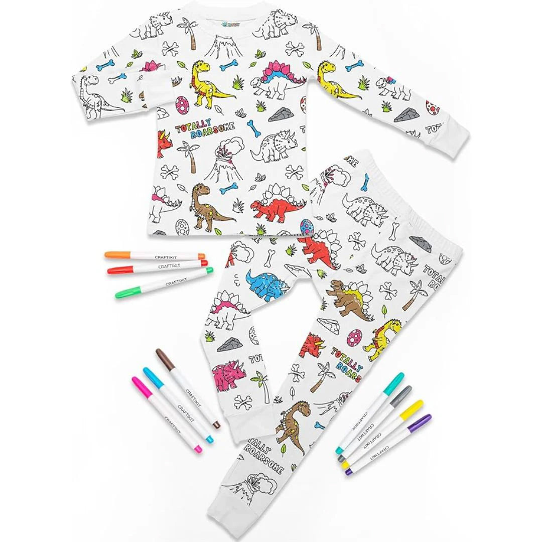 Magic coloring pajama set top bottom 12 washable markers for kids