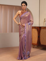 Libas Golden Peacock Motifs Tissue Saree