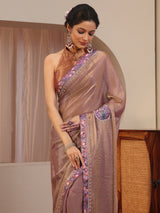 Libas Golden Peacock Motifs Tissue Saree