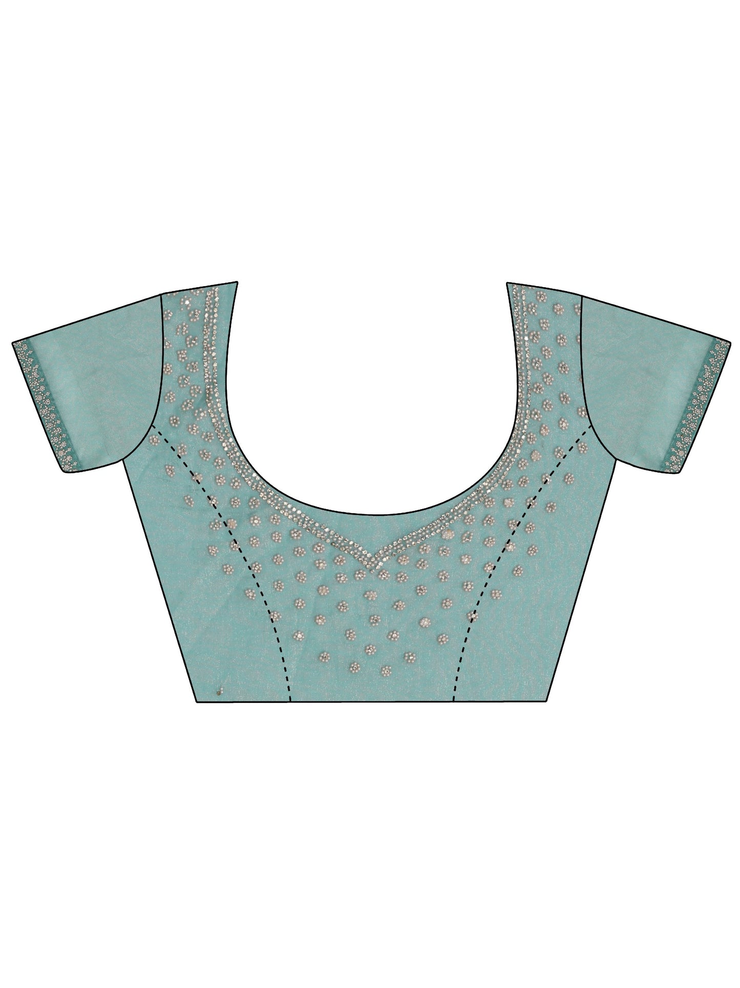 Libas Aqua Blue Embellished Tissue Saree