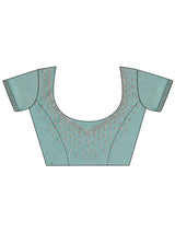 Libas Aqua Blue Embellished Tissue Saree