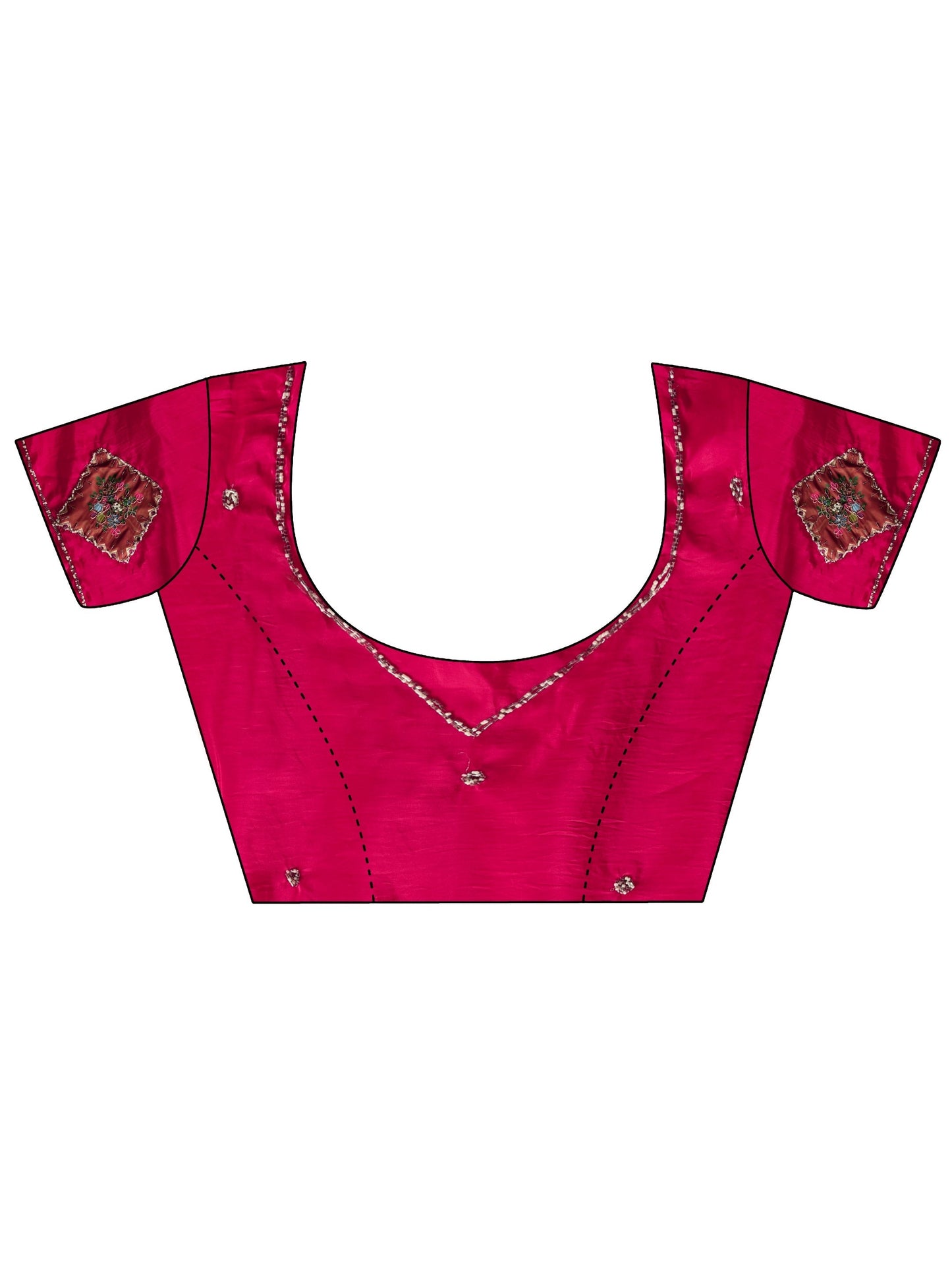 Libas Rani Pink Applique Embellished Satin Saree