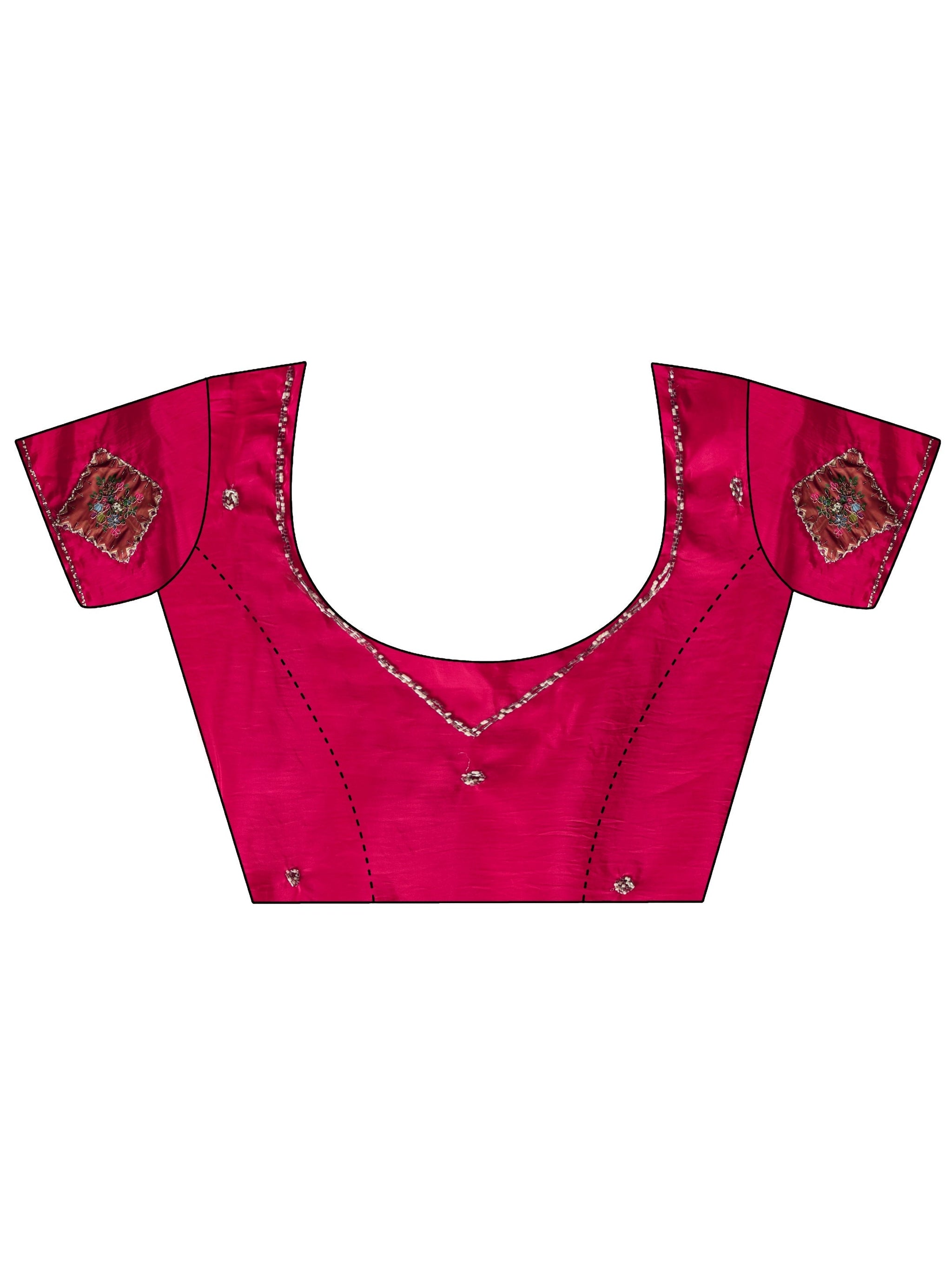 Libas Rani Pink Applique Embellished Satin Saree