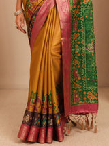 Libas Mustard Patola Border Silk Blend Saree