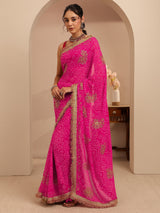 Libas Rani Pink Badhani Printed Georgette Saree