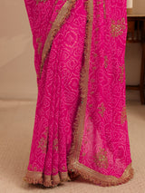Libas Rani Pink Badhani Printed Georgette Saree