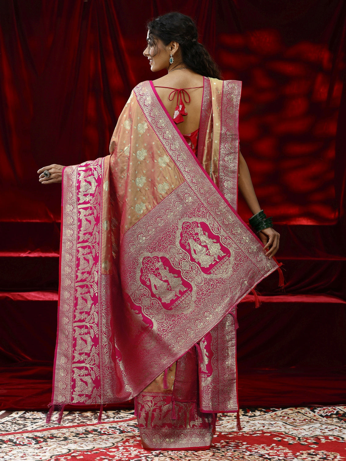 Mameraa Mustard Badhani Woven Design Silk blend Saree with dupatta