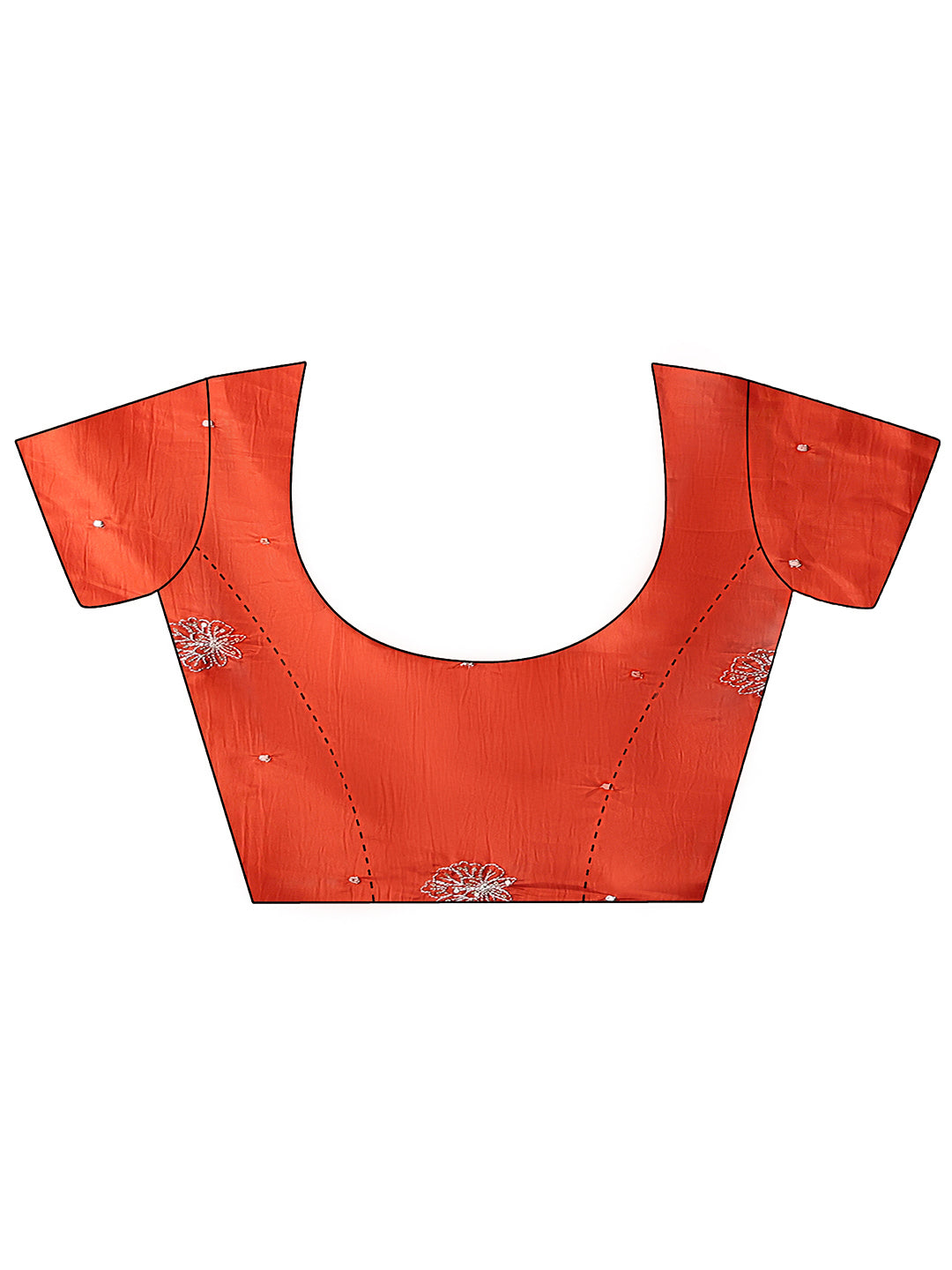 Mameraa Rust Floral Embroidered Silk Blend Saree