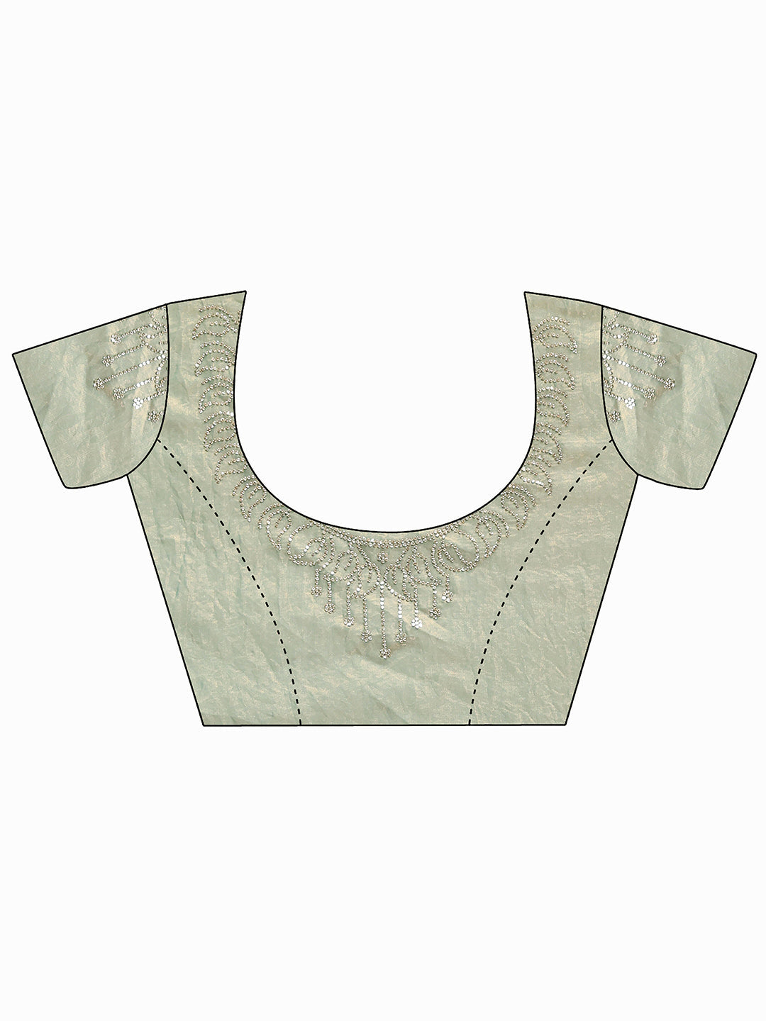 Mameraa Sage Green Silk Blend Saree with Floral Border