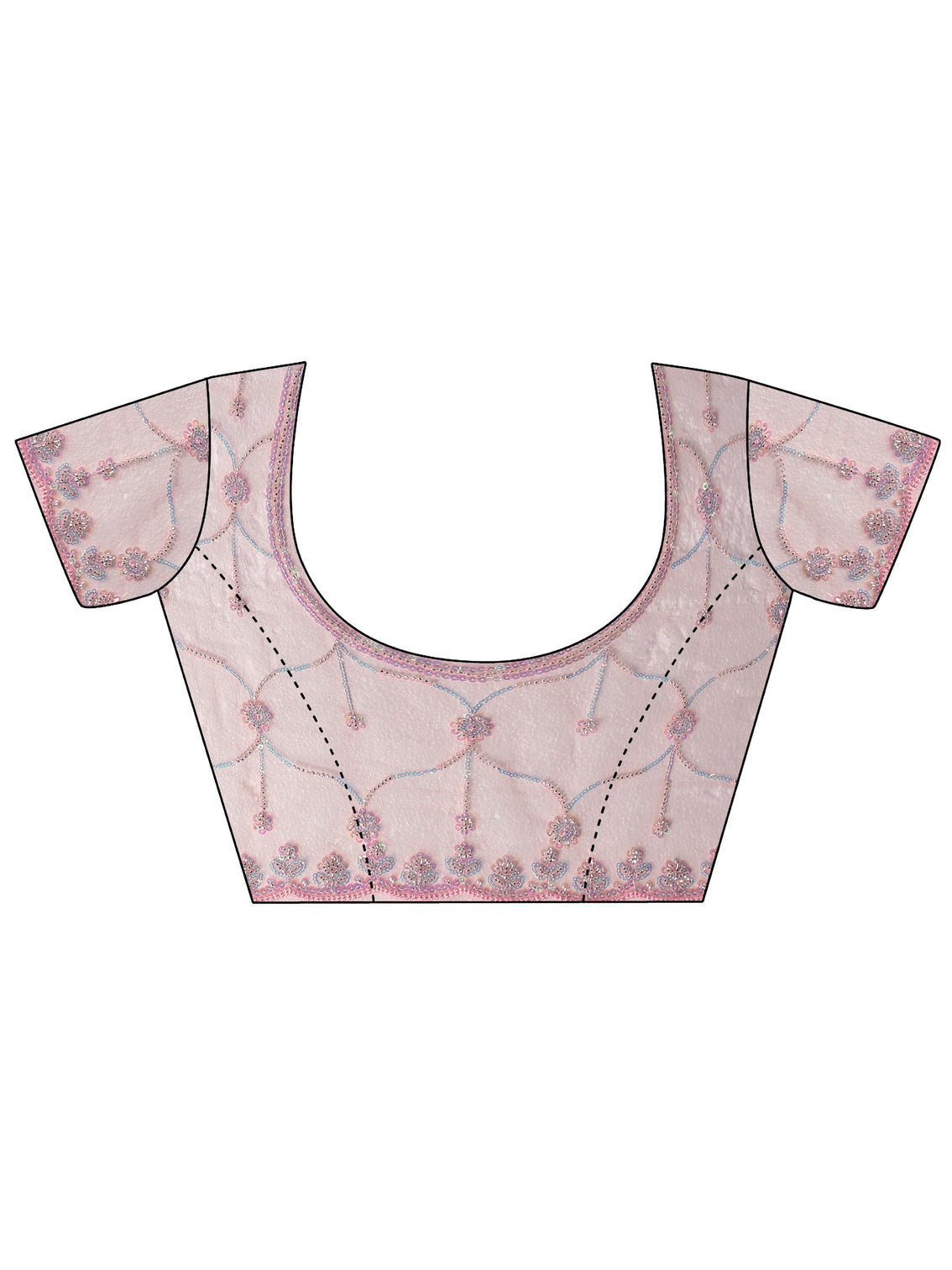 Mameraa Baby Pink Floral Embellished Net Saree