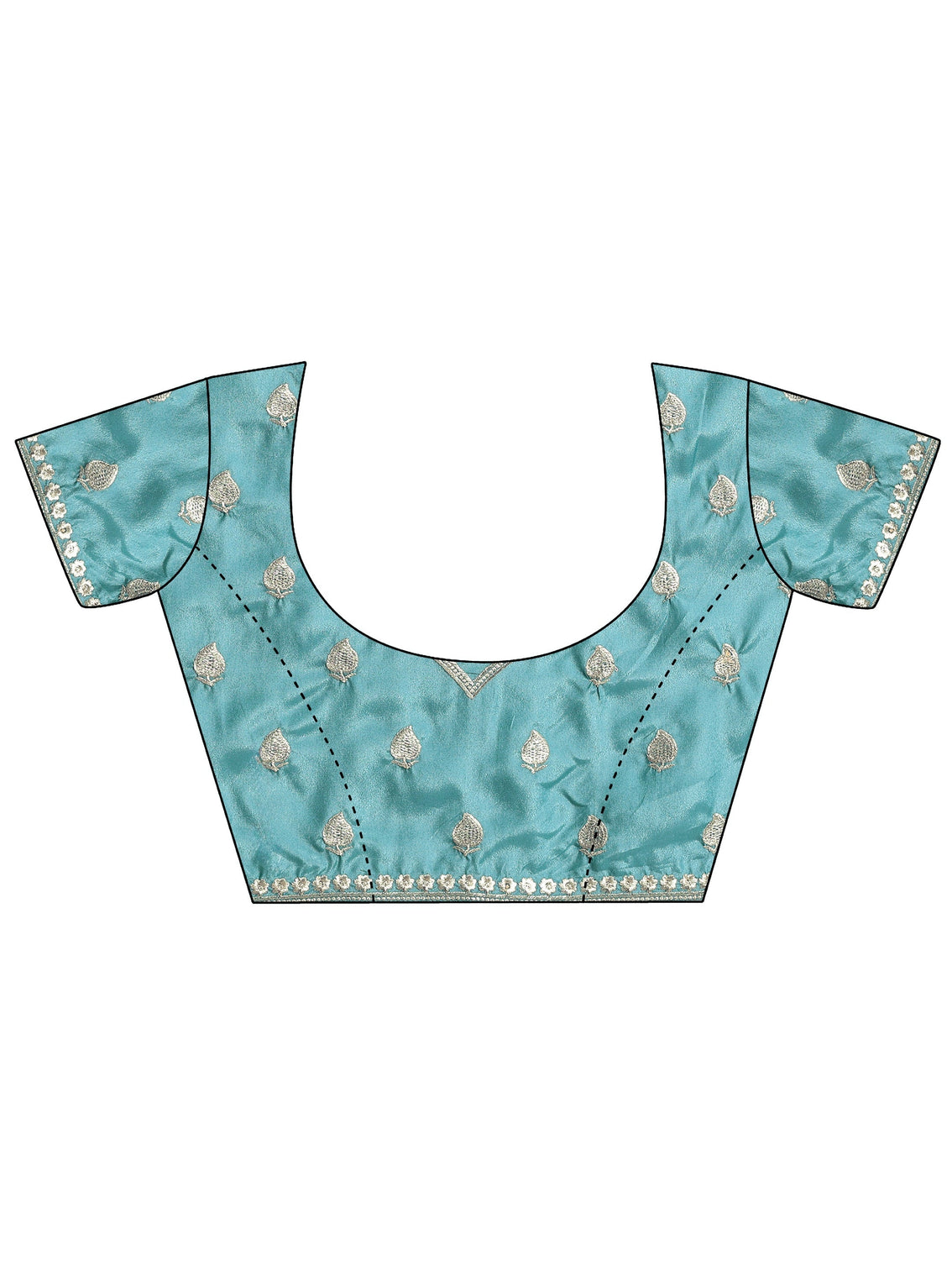 Mameraa Dusty Blue Embroidered Silk Blend Saree