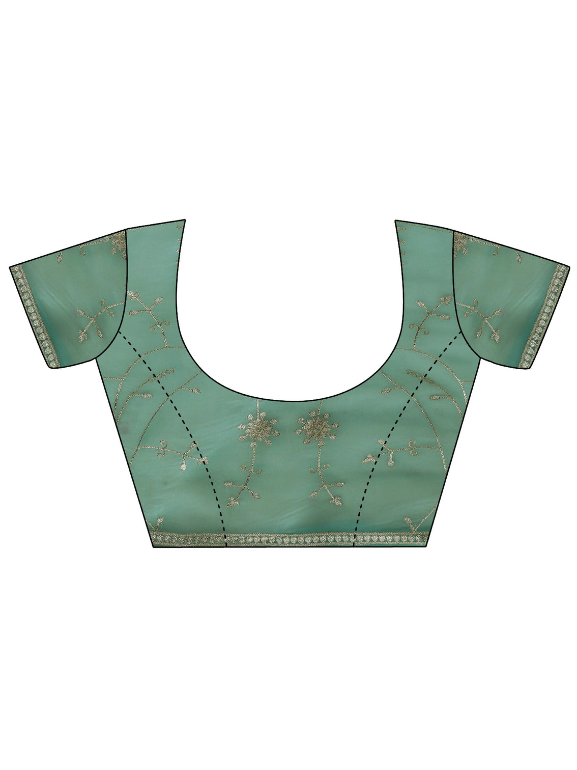 Mameraa Sea Green Floral Embroidered Tissue Saree